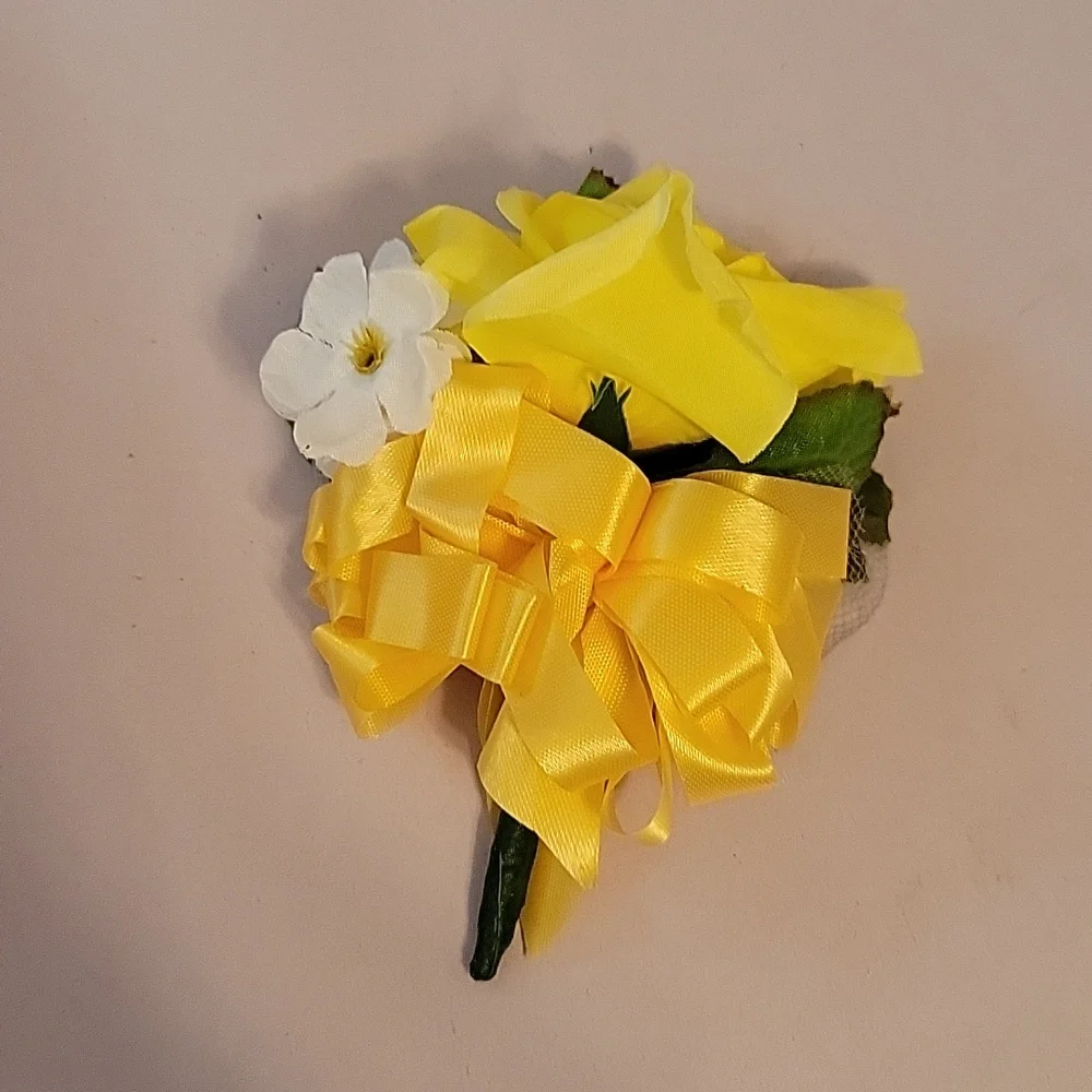 Faux Yellow Rose Boutonnière